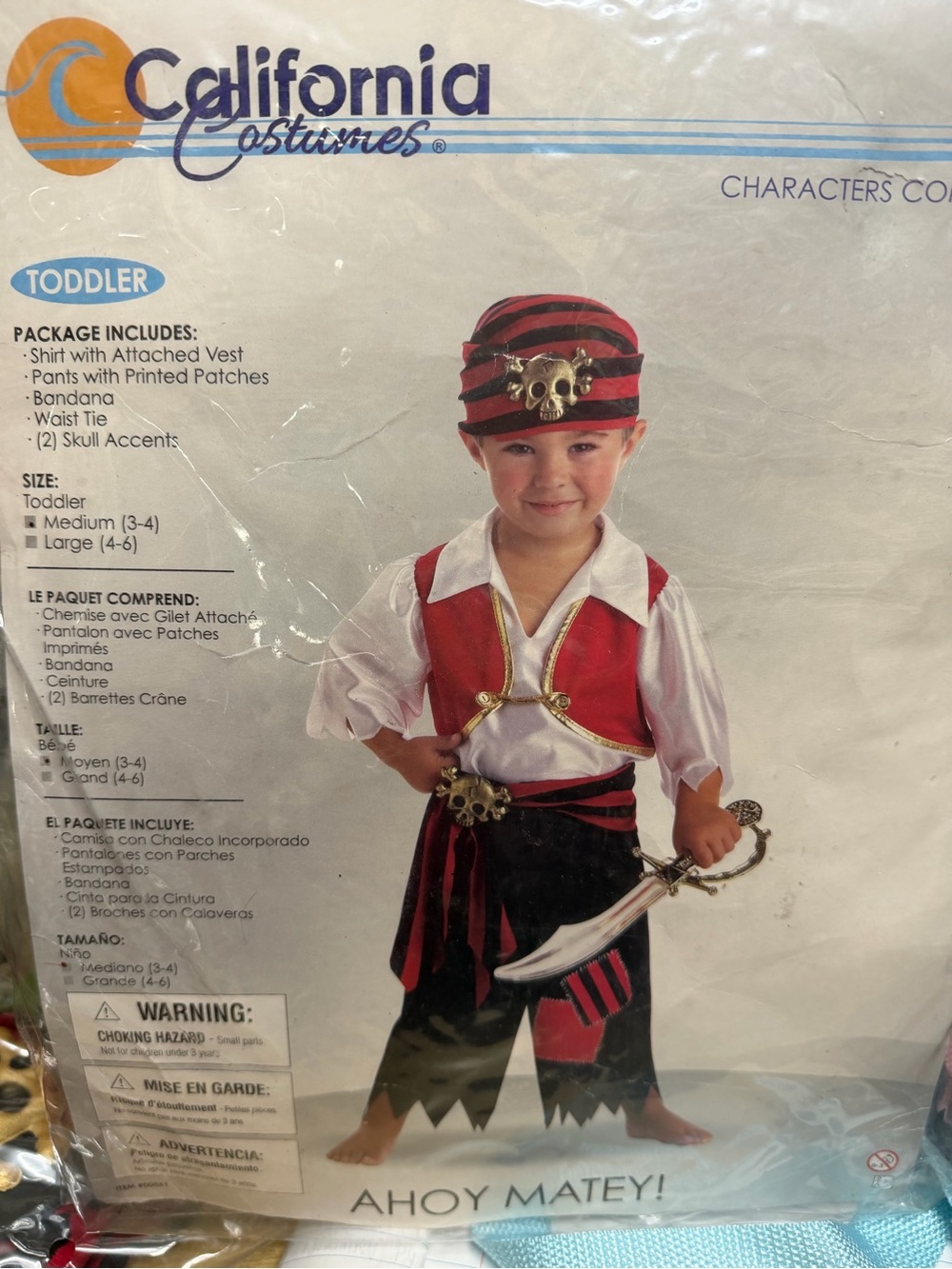 California Costumes Toddler Pirate Outfit - Red, Black & White